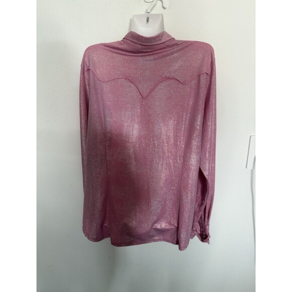 Roper Snap Button Western Shirt Extra Large Holograph Pink Womens Cawgirl Ranch - Picture 2 of 7